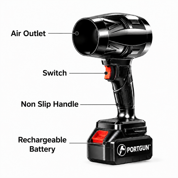PORTGUN™ PRO Ultra Powerful 200,000 RPM Cordless Turbo JETGUN for Cars, Bike, Home, PCs & Keyboards